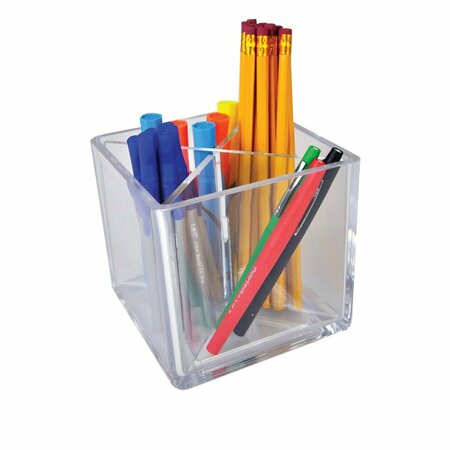 Azar Displays Cube Pencil Holder with Divider 5'' W x 5'' D x 5'' H 556358-GS-1PK